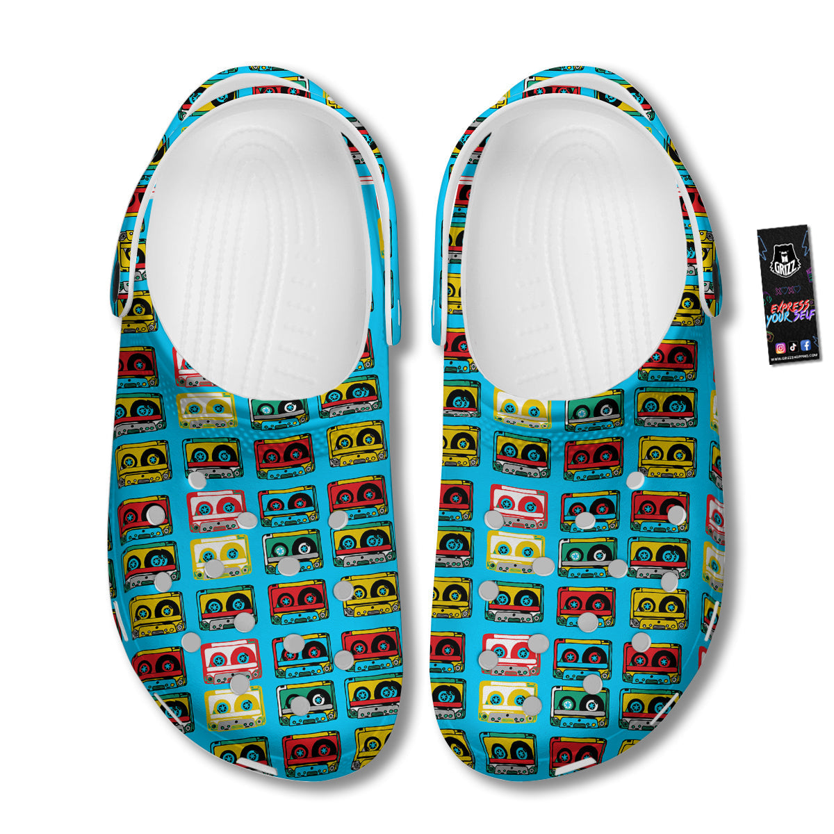 Cassette Colorful Print Pattern Clog-grizzshop