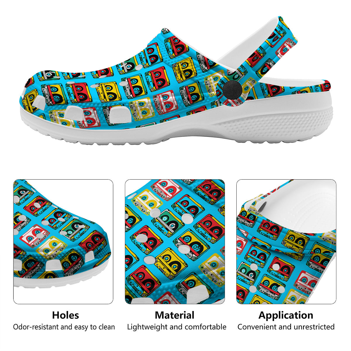 Cassette Colorful Print Pattern Clog-grizzshop
