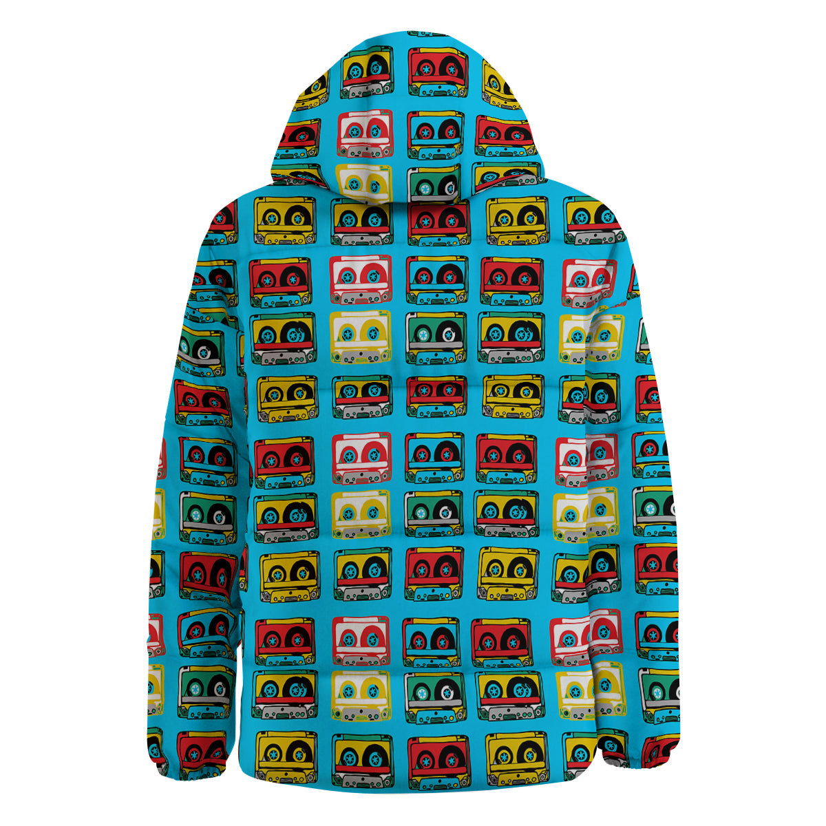Cassette Colorful Print Pattern Down Jacket-grizzshop