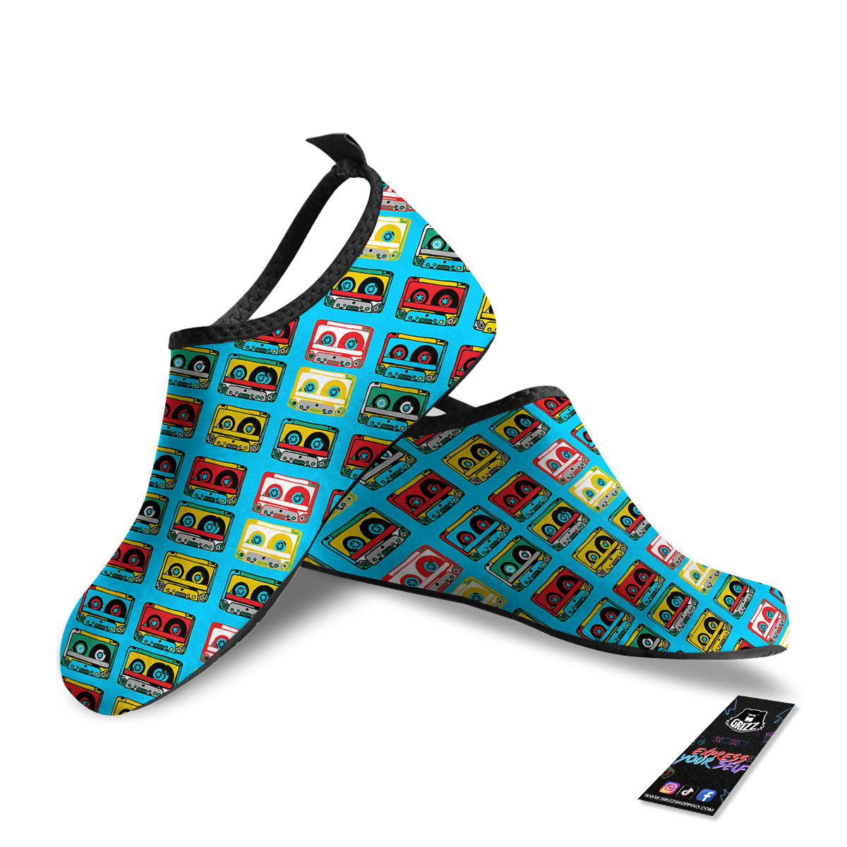 Cassette Colorful Print Pattern Water Shoes-grizzshop