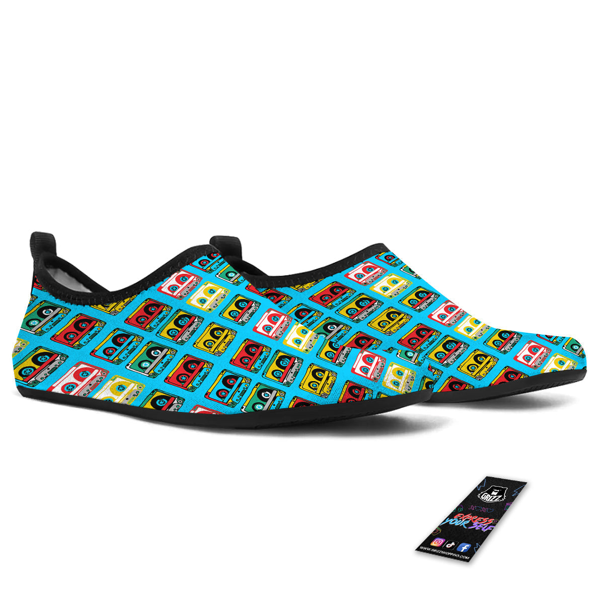 Cassette Colorful Print Pattern Water Shoes-grizzshop