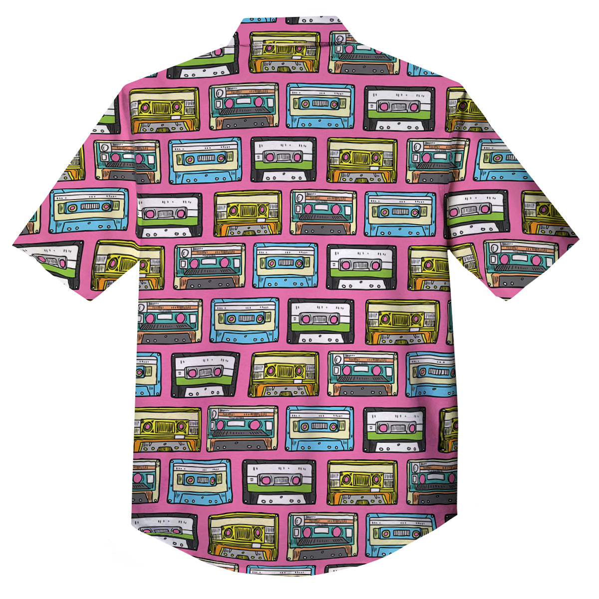 Cassette Drawing Print Pattern Button Up Shirt-grizzshop
