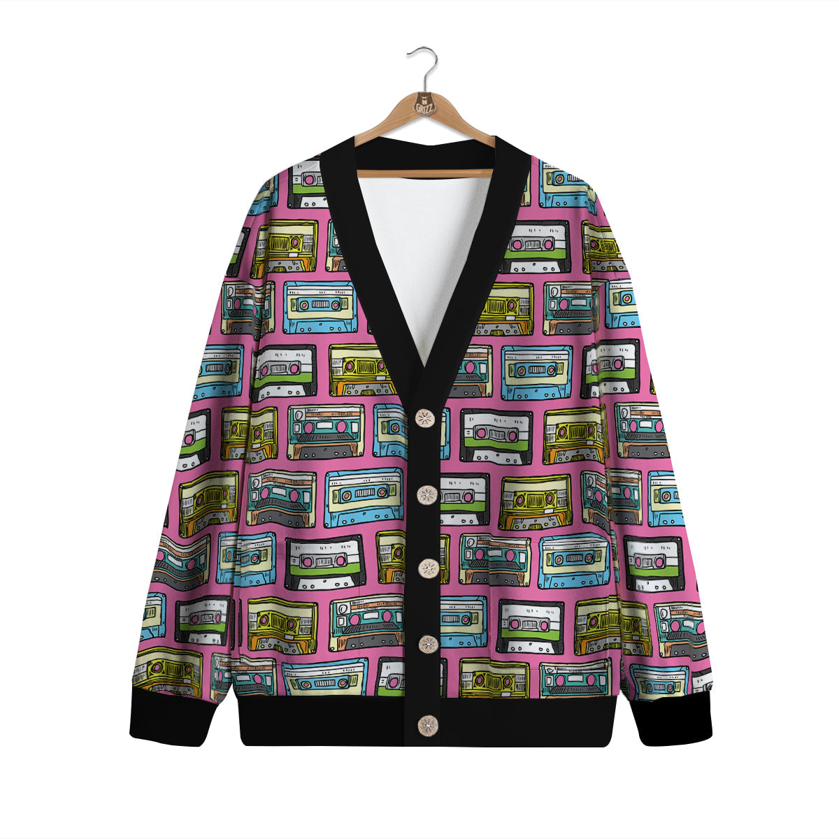 Cassette Drawing Print Pattern Cardigan-grizzshop