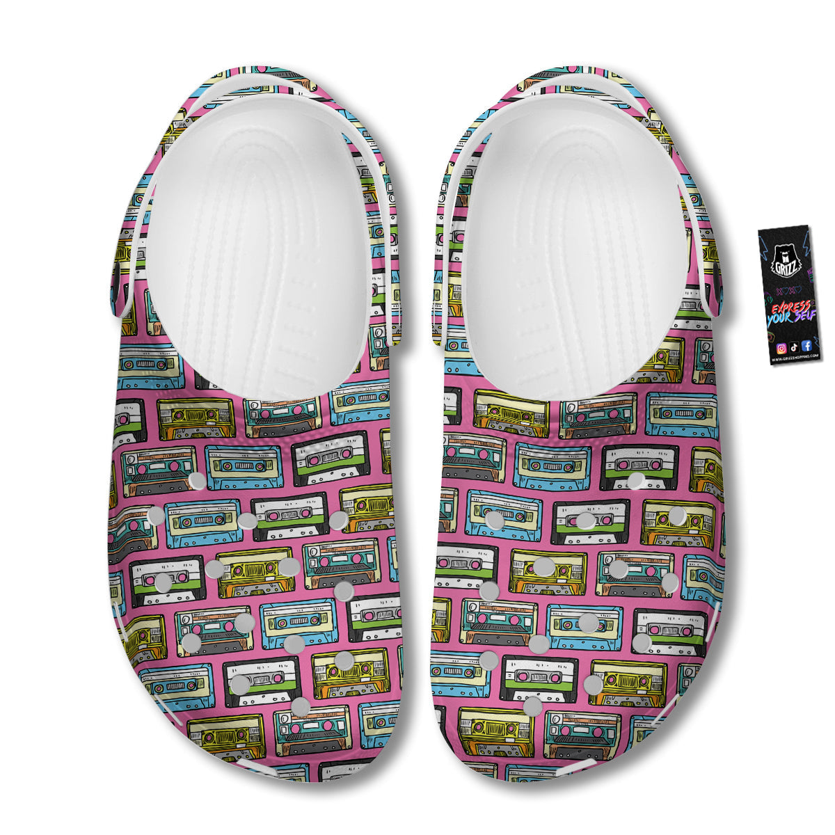 Cassette Drawing Print Pattern Clog-grizzshop