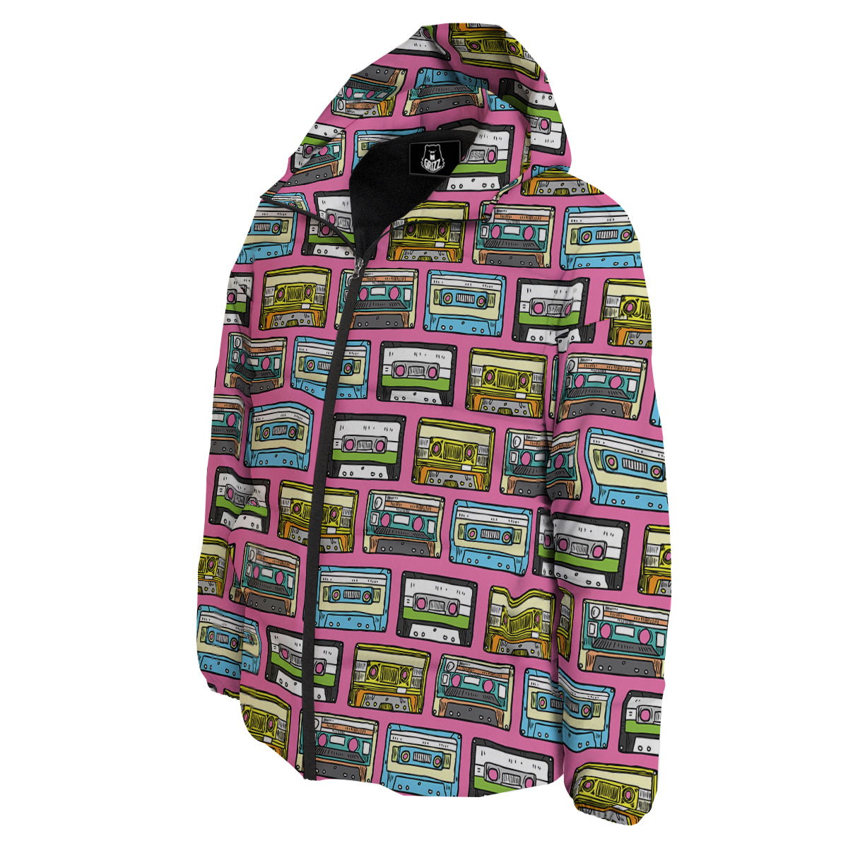 Cassette Drawing Print Pattern Down Jacket-grizzshop
