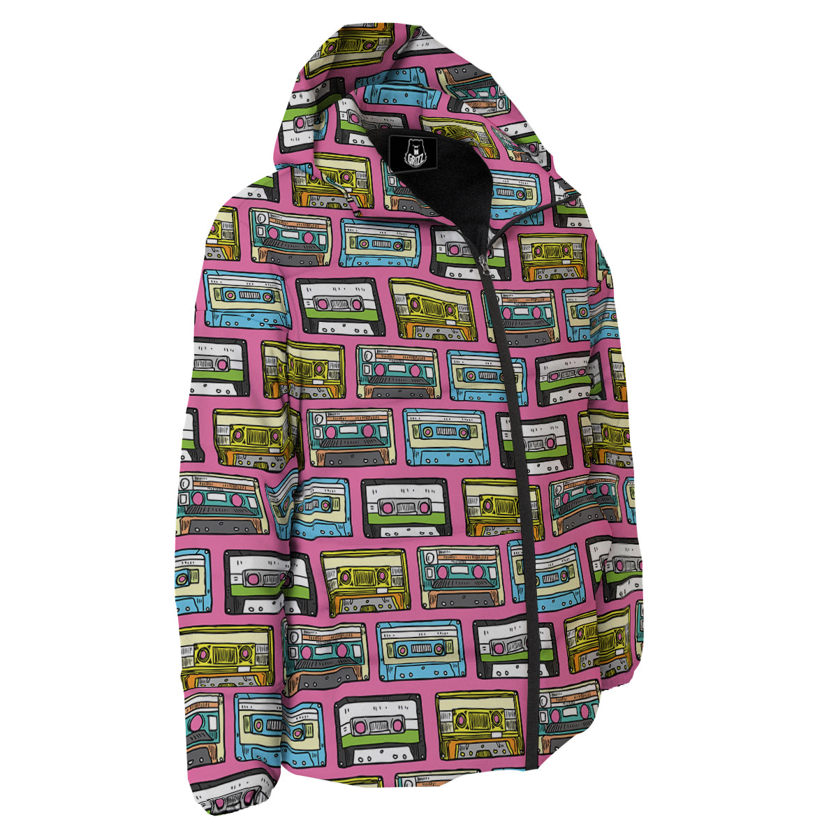 Cassette Drawing Print Pattern Down Jacket-grizzshop