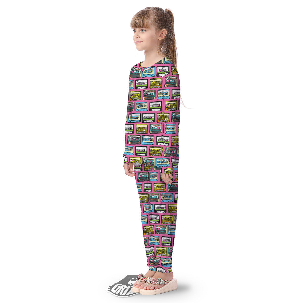 Cassette Drawing Print Pattern Kid's Pajamas-grizzshop