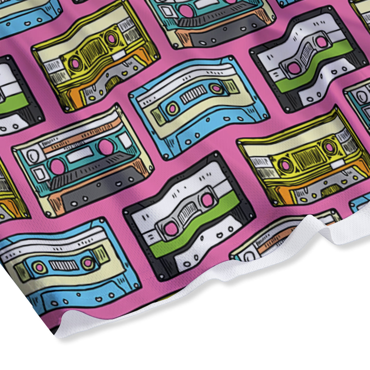 Cassette Drawing Print Pattern Mesh Shorts-grizzshop