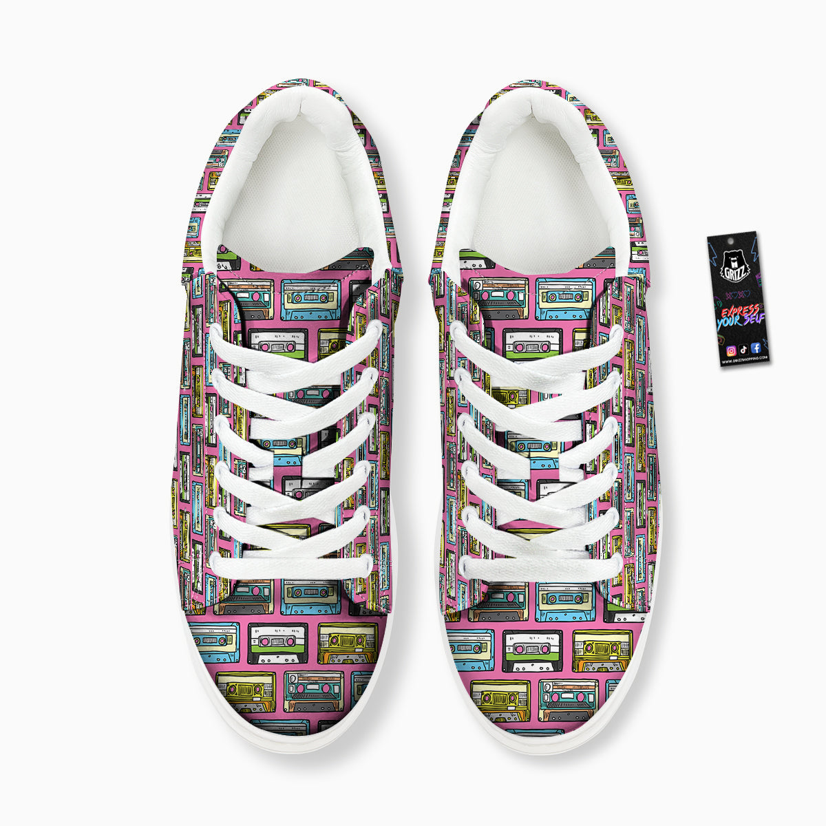 Cassette Drawing Print Pattern Platform Shoes-grizzshop