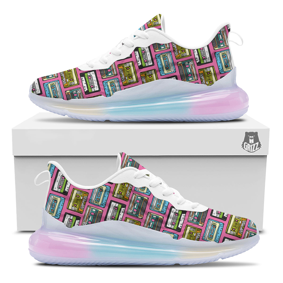 Cassette Drawing Print Pattern Running Sneakers-grizzshop