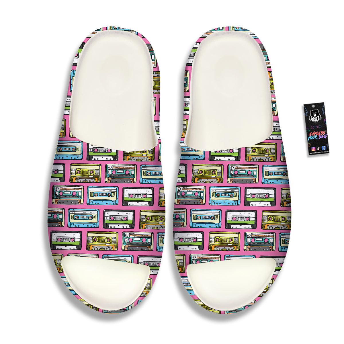 Cassette Drawing Print Pattern Sandals-grizzshop