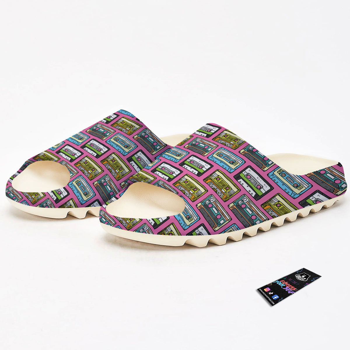 Cassette Drawing Print Pattern Sandals-grizzshop