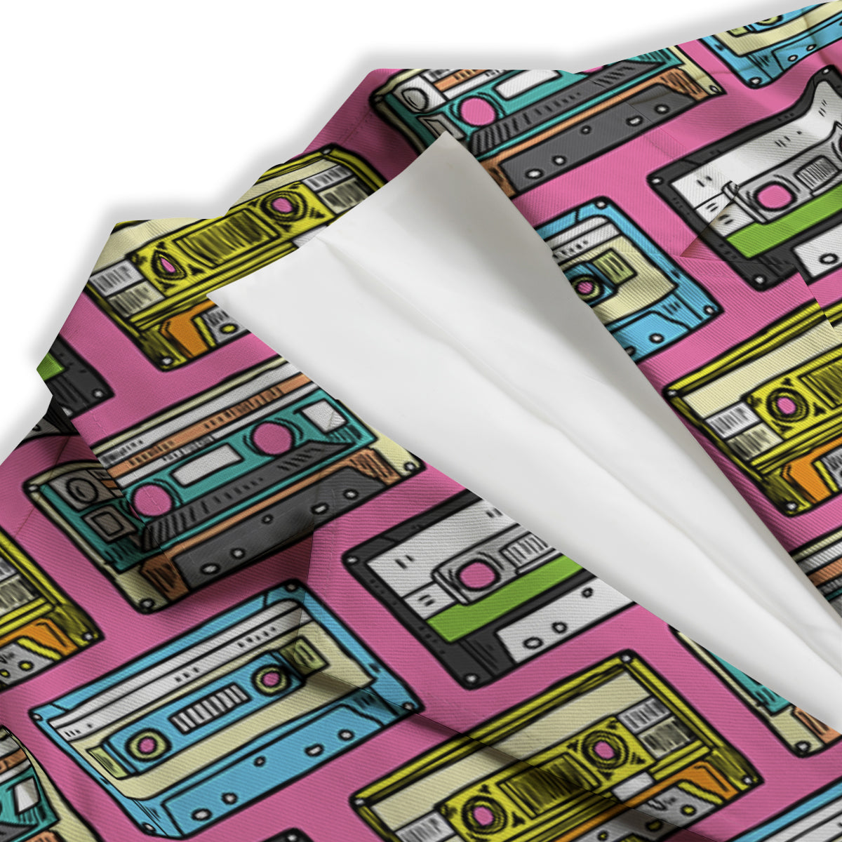 Cassette Drawing Print Pattern Women's Blazer-grizzshop