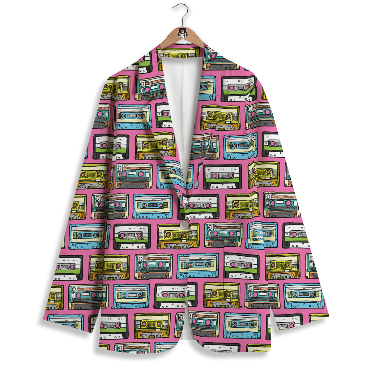 Cassette Drawing Print Pattern Women's Blazer-grizzshop