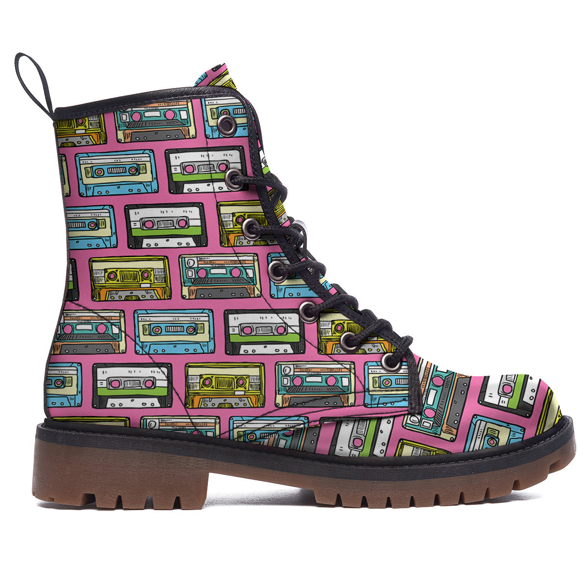 Cassette Drawing Print Pattern Work Boots-grizzshop