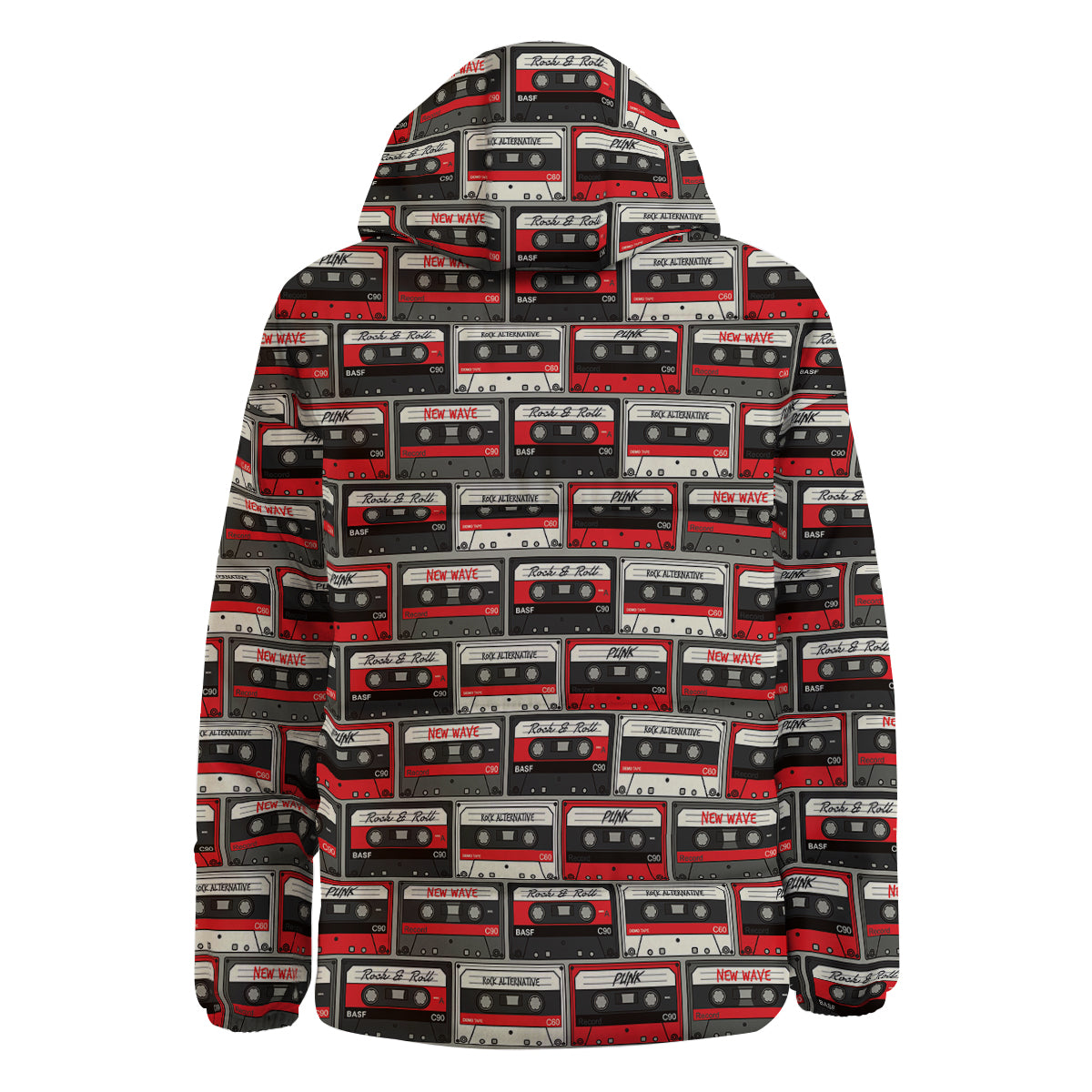 Cassette Red Punk Print Pattern Down Jacket-grizzshop