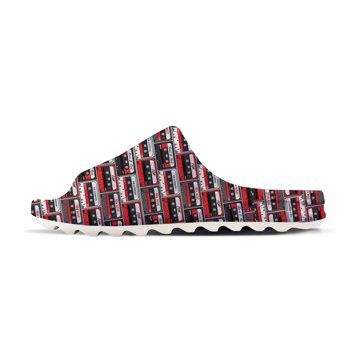 Cassette Red Punk Print Pattern Sandals-grizzshop
