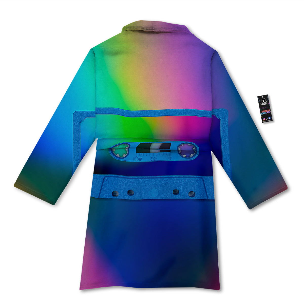 Cassette Tape Colorful Print Bathrobe-grizzshop