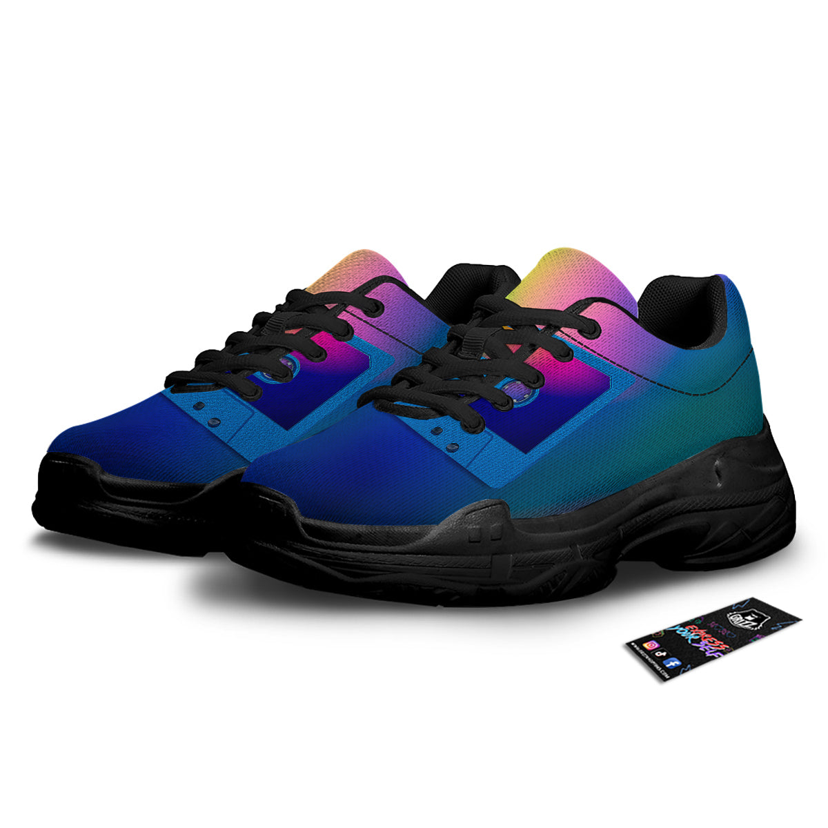 Cassette Tape Colorful Print Black Chunky Shoes-grizzshop