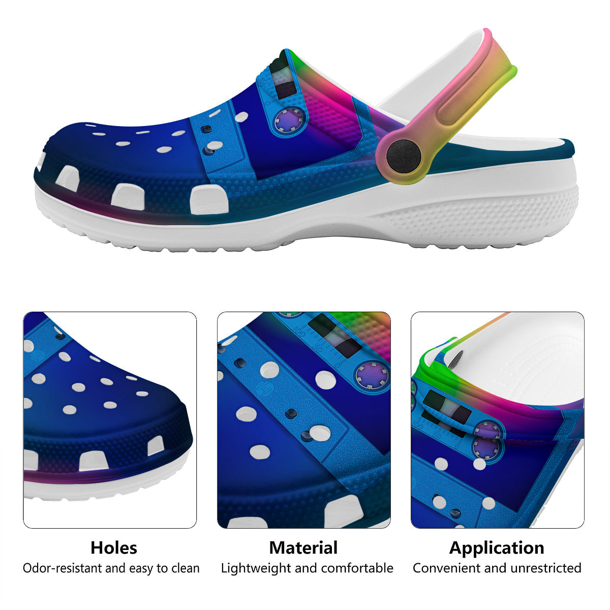 Cassette Tape Colorful Print Clog-grizzshop