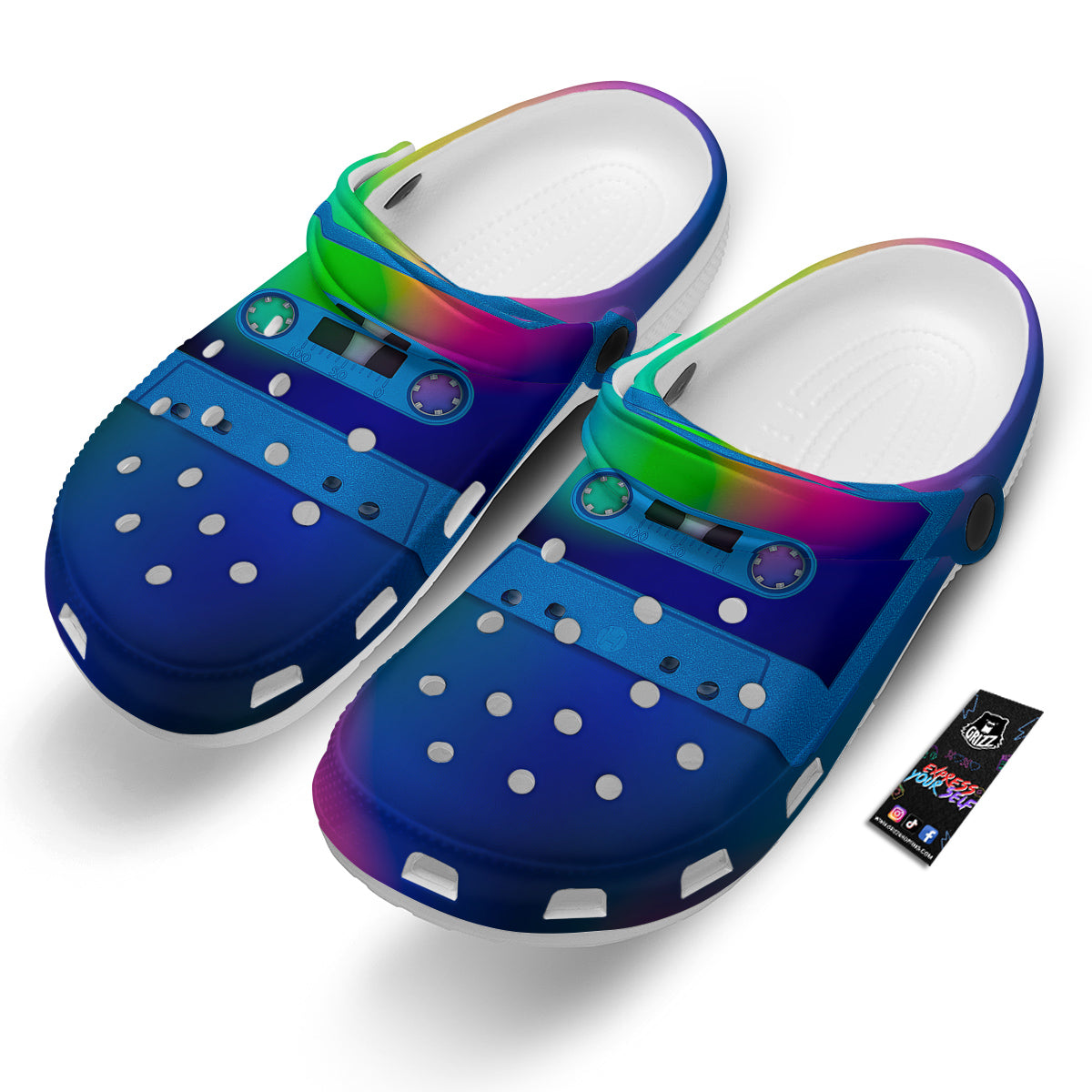 Cassette Tape Colorful Print Clog-grizzshop
