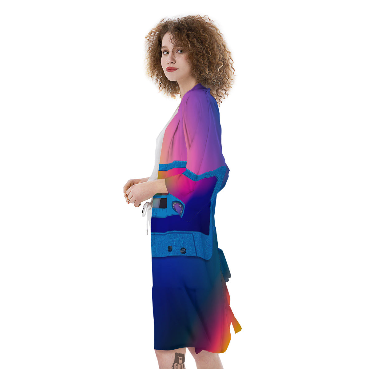 Cassette Tape Colorful Print Kimono-grizzshop