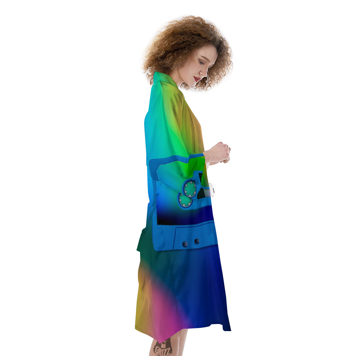 Cassette Tape Colorful Print Kimono-grizzshop
