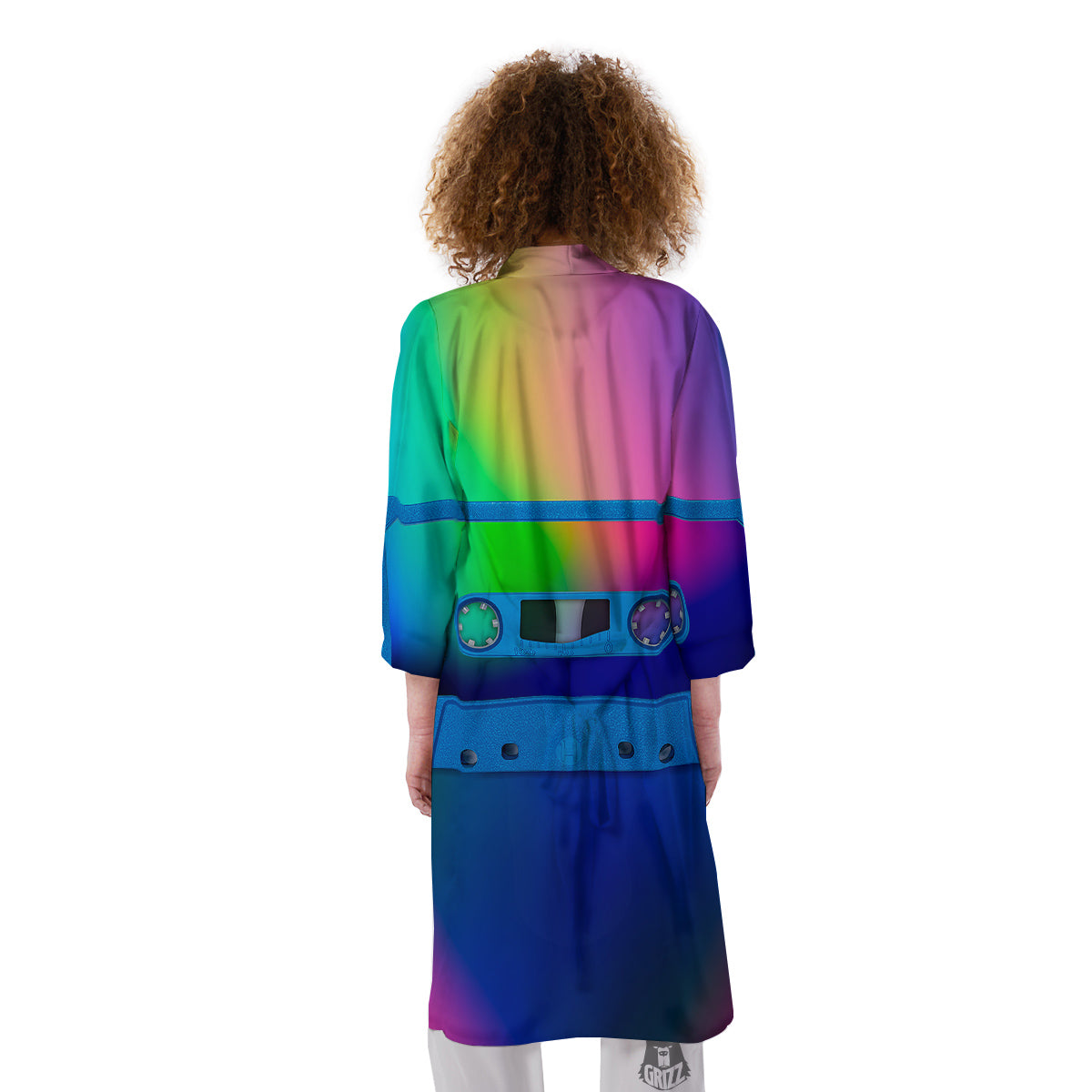 Cassette Tape Colorful Print Kimono-grizzshop