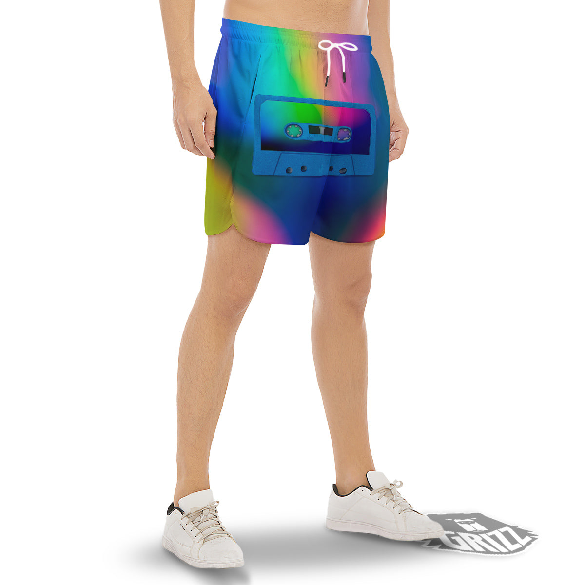 Cassette Tape Colorful Print Men's Gym Shorts-grizzshop