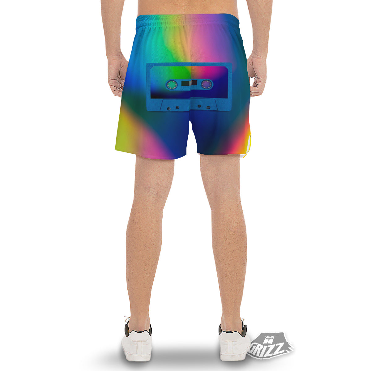 Cassette Tape Colorful Print Men's Gym Shorts-grizzshop