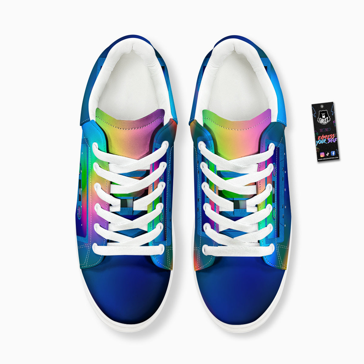 Cassette Tape Colorful Print Platform Shoes-grizzshop