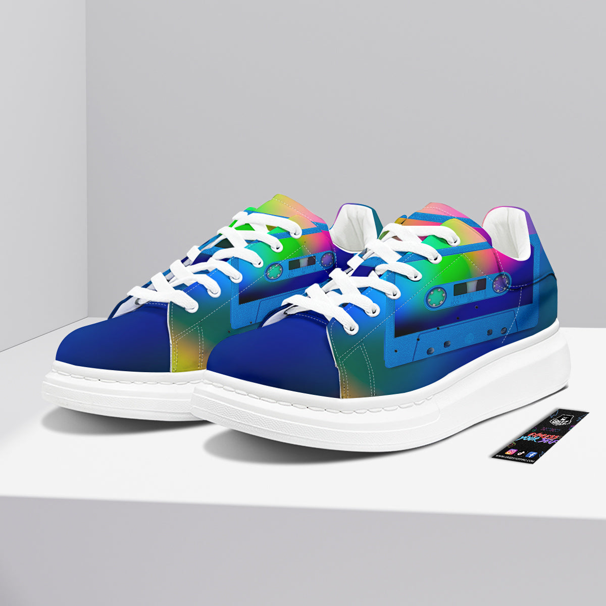 Cassette Tape Colorful Print Platform Shoes-grizzshop