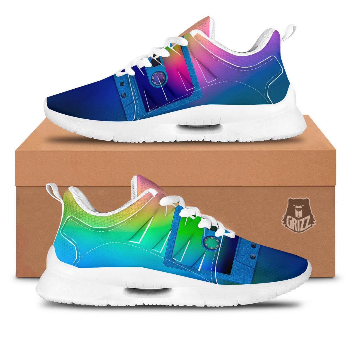 Cassette Tape Colorful Print Tennis Shoes-grizzshop