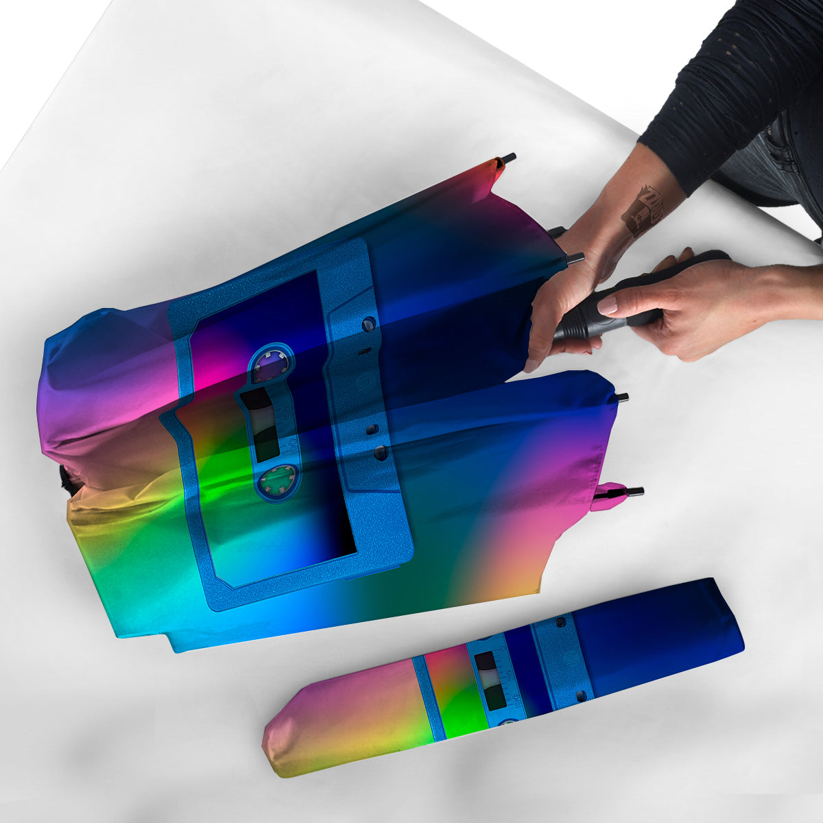 Cassette Tape Colorful Print Umbrella-grizzshop