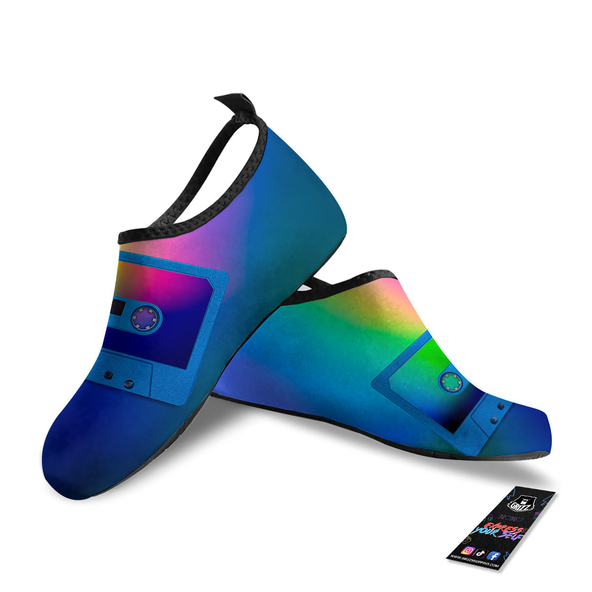Cassette Tape Colorful Print Water Shoes-grizzshop