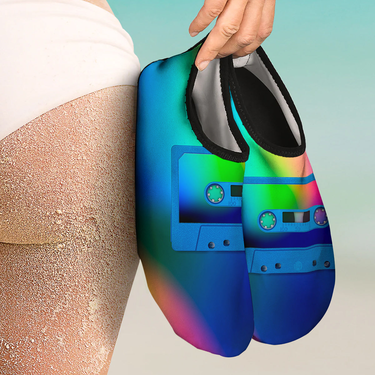 Cassette Tape Colorful Print Water Shoes-grizzshop