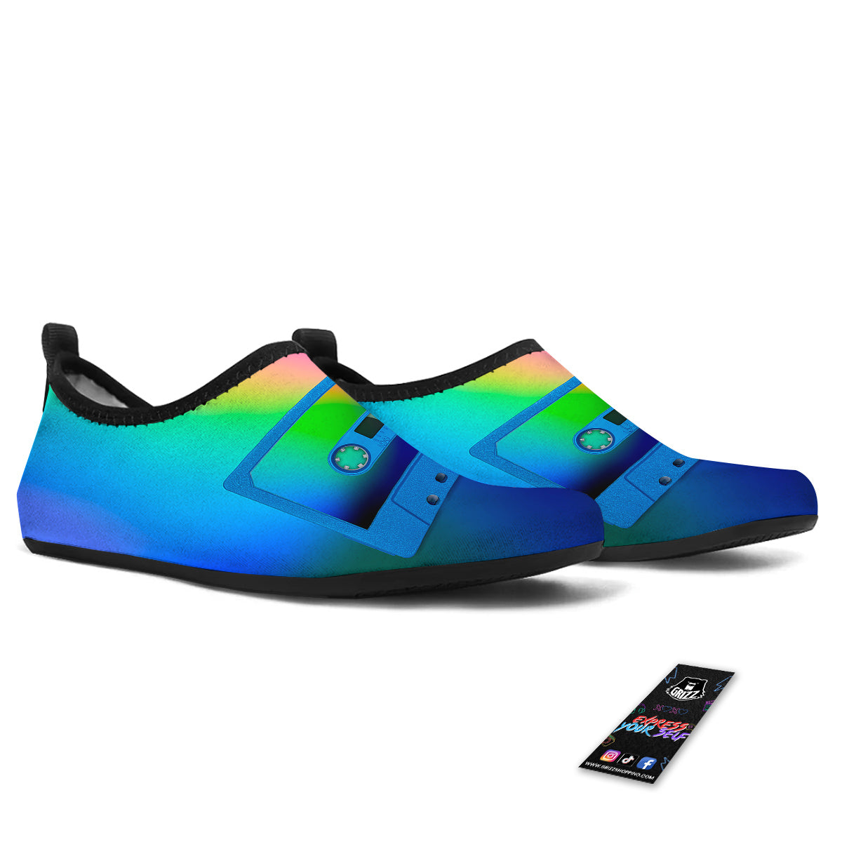 Cassette Tape Colorful Print Water Shoes-grizzshop