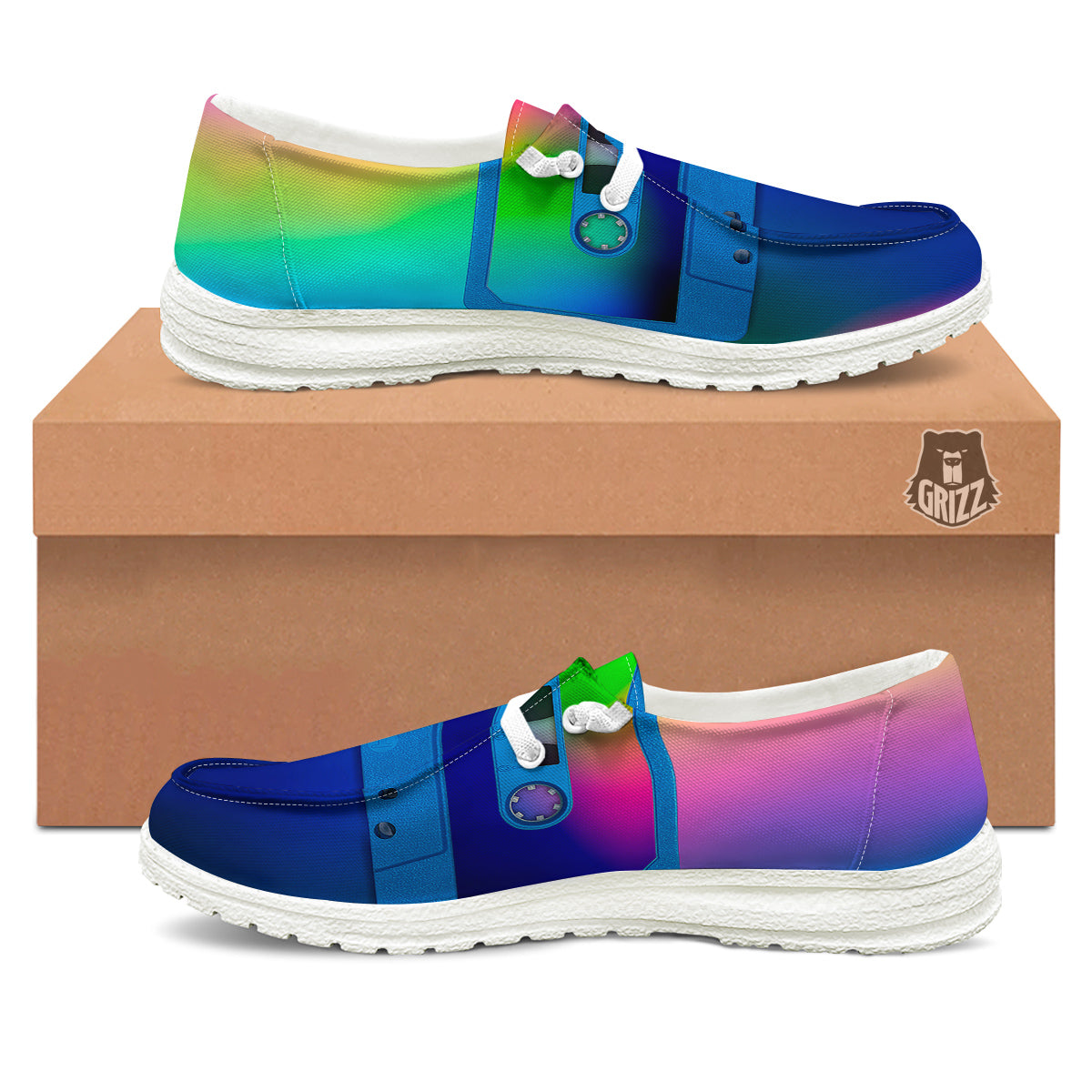 Cassette Tape Colorful Print White Loafers-grizzshop