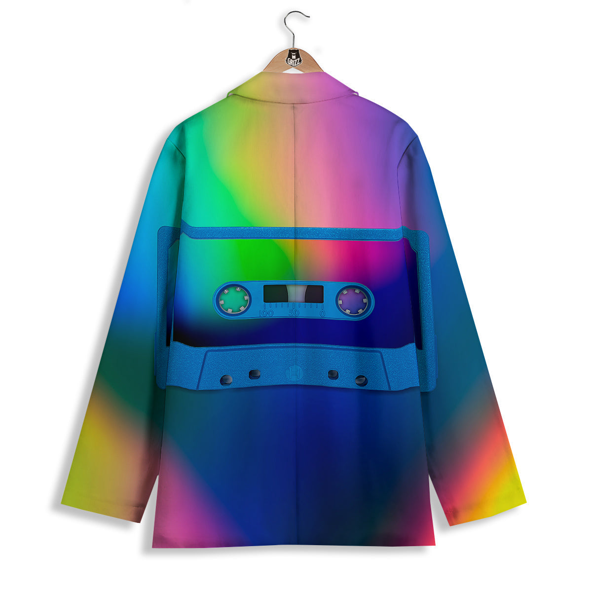 Cassette Tape Colorful Print Women's Blazer-grizzshop