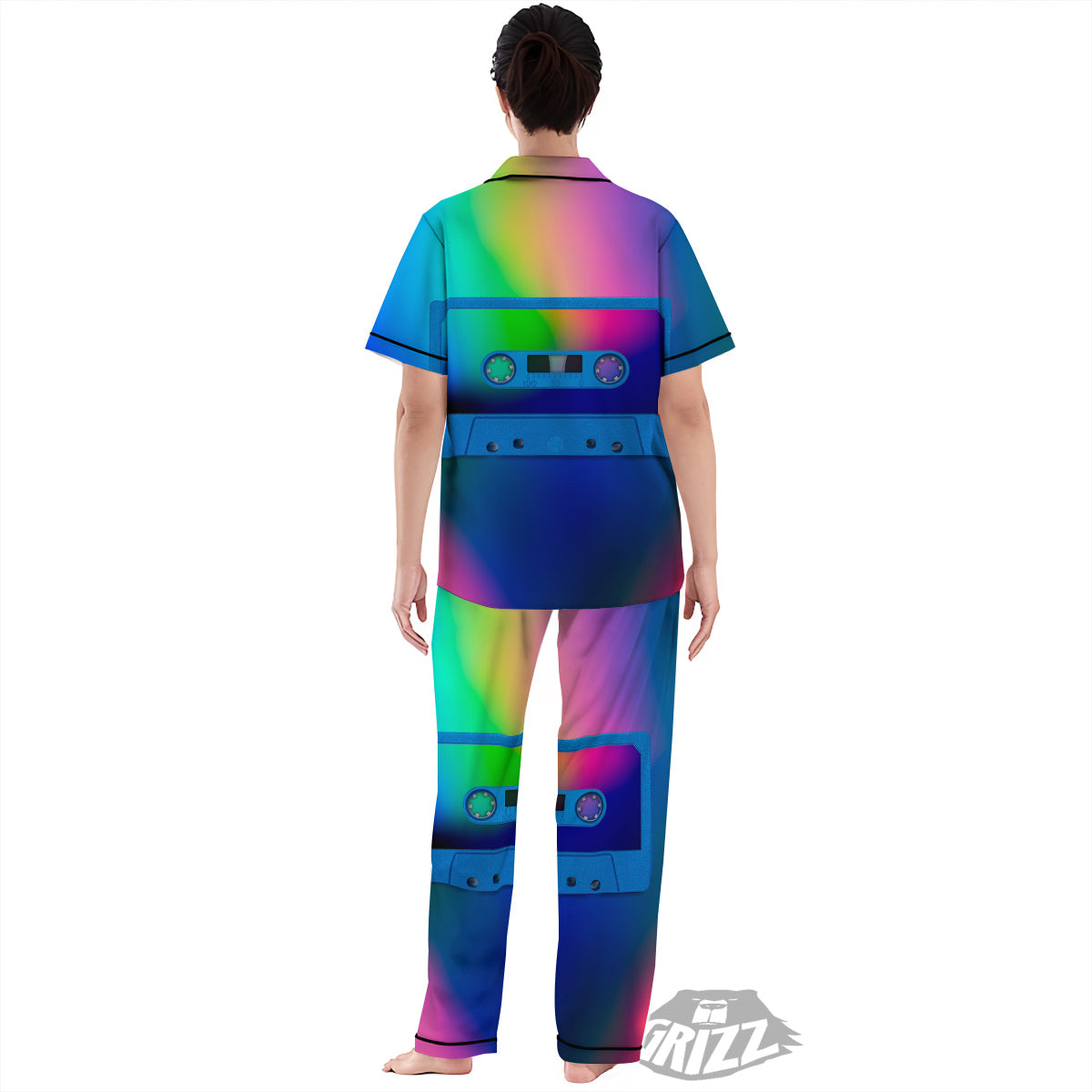 Cassette Tape Colorful Print Women's Pajamas Set-grizzshop