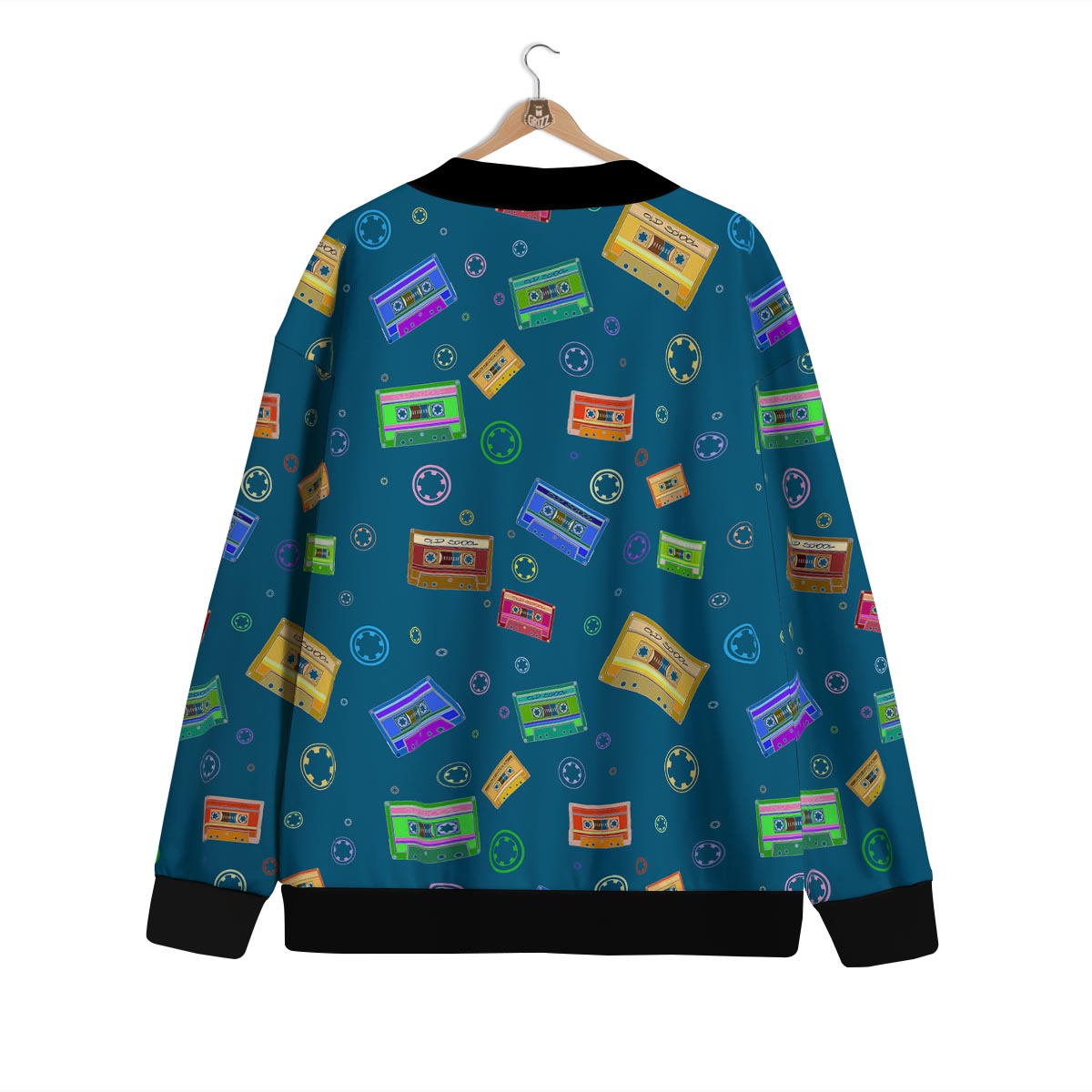 Cassette Tape Retro Print Pattern Cardigan-grizzshop