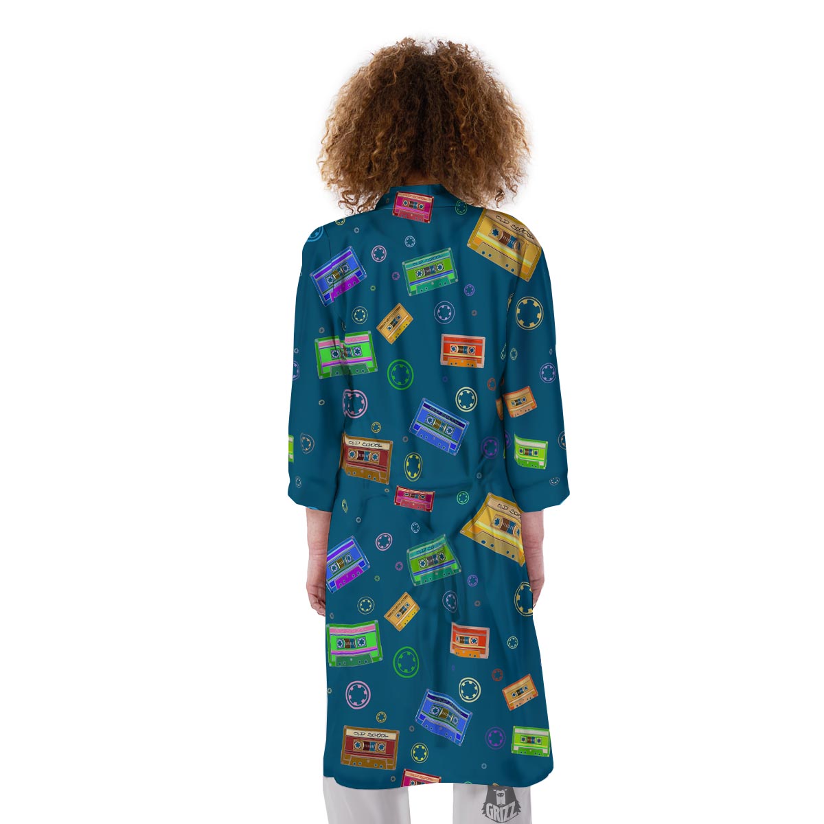 Cassette Tape Retro Print Pattern Kimono-grizzshop