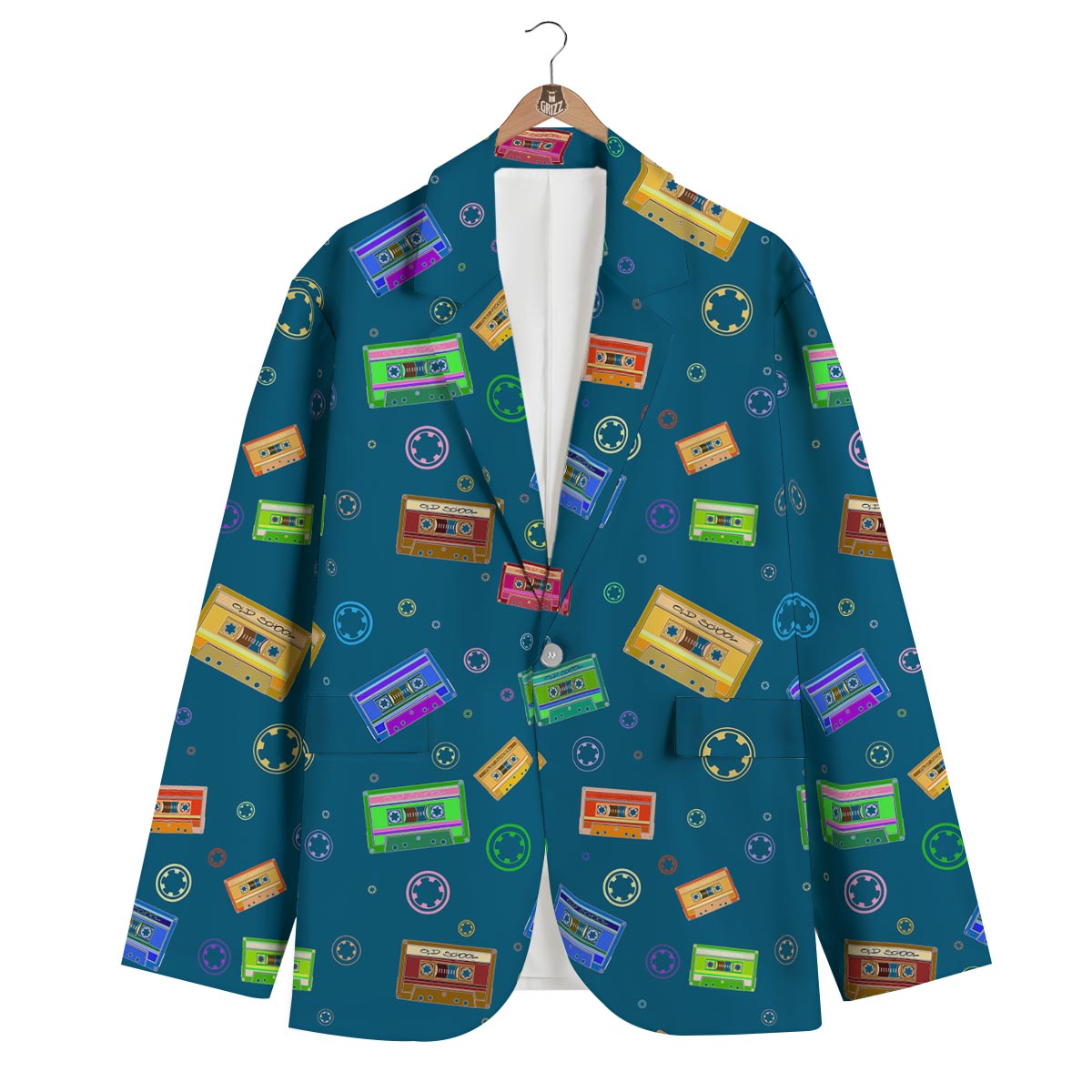 Cassette Tape Retro Print Pattern Men's Blazer-grizzshop