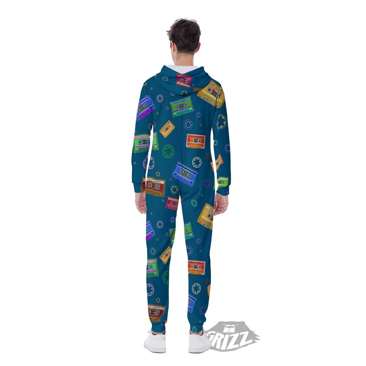 Cassette Tape Retro Print Pattern Men's Jumpsuit-grizzshop