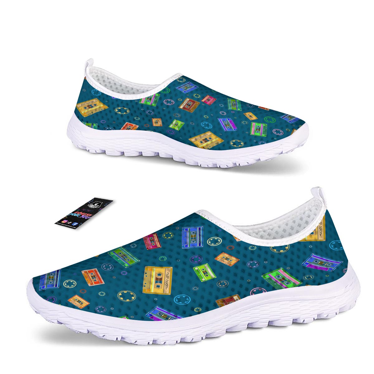 Cassette Tape Retro Print Pattern Nurse Shoes-grizzshop