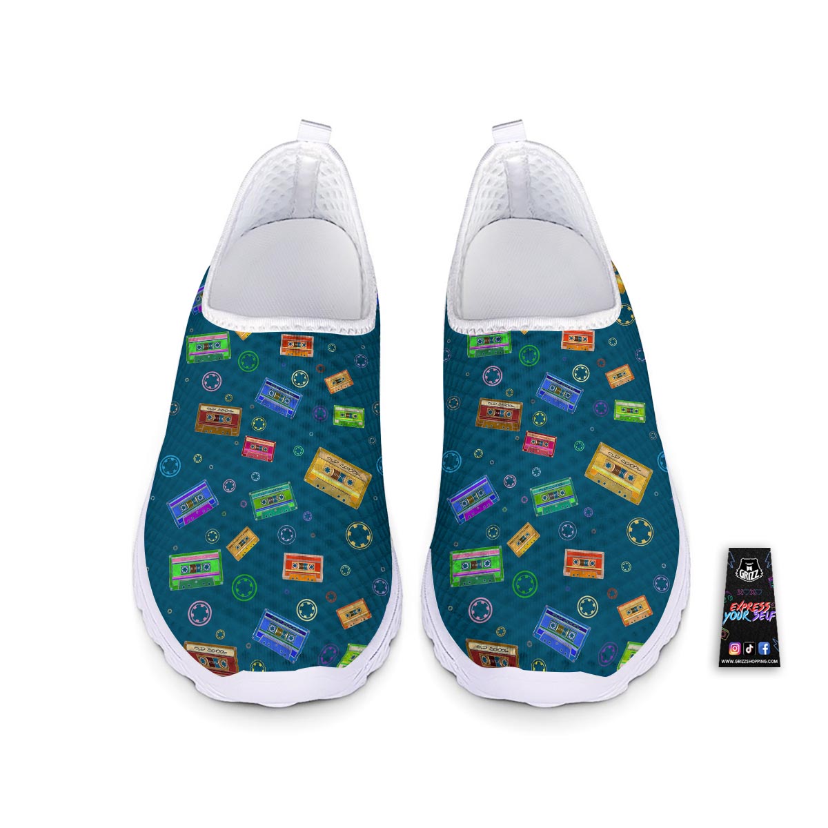 Cassette Tape Retro Print Pattern Nurse Shoes-grizzshop