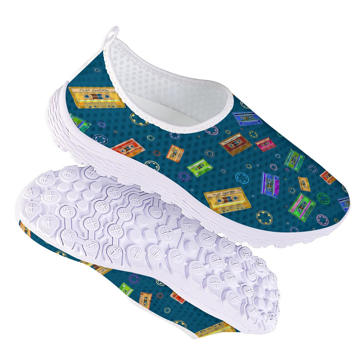 Cassette Tape Retro Print Pattern Nurse Shoes-grizzshop