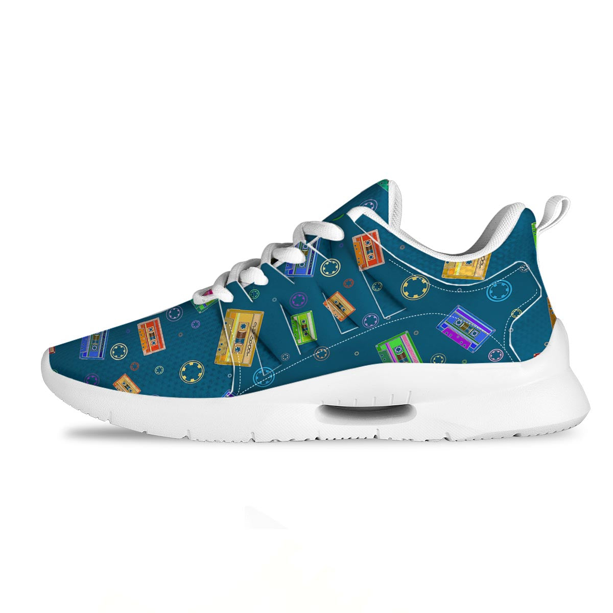 Cassette Tape Retro Print Pattern Tennis Shoes-grizzshop