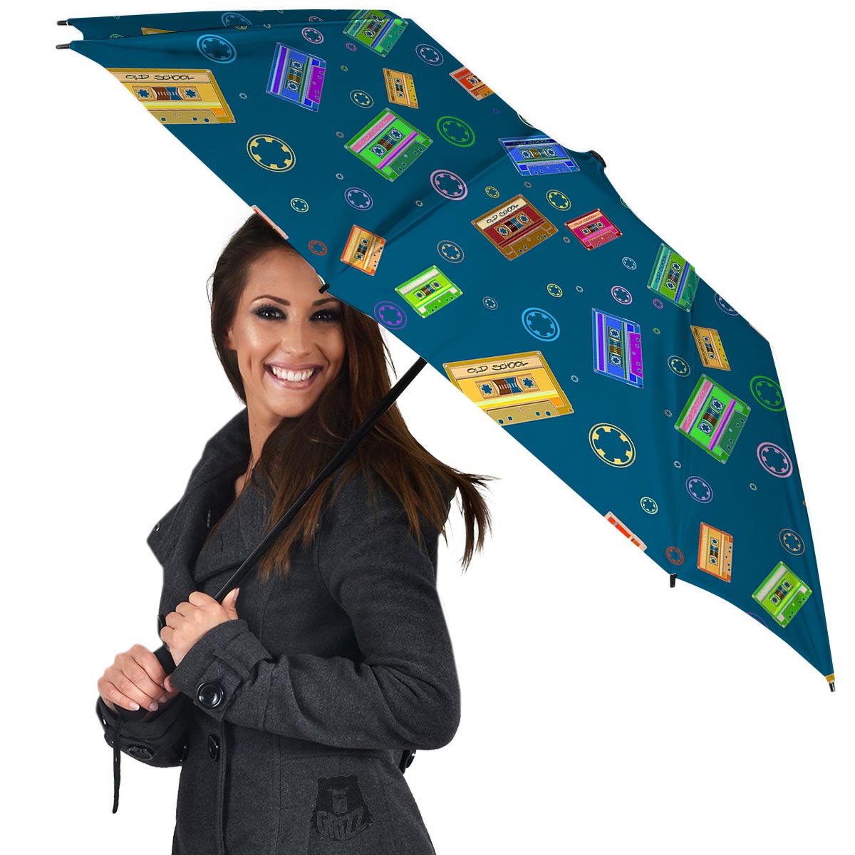 Cassette Tape Retro Print Pattern Umbrella-grizzshop