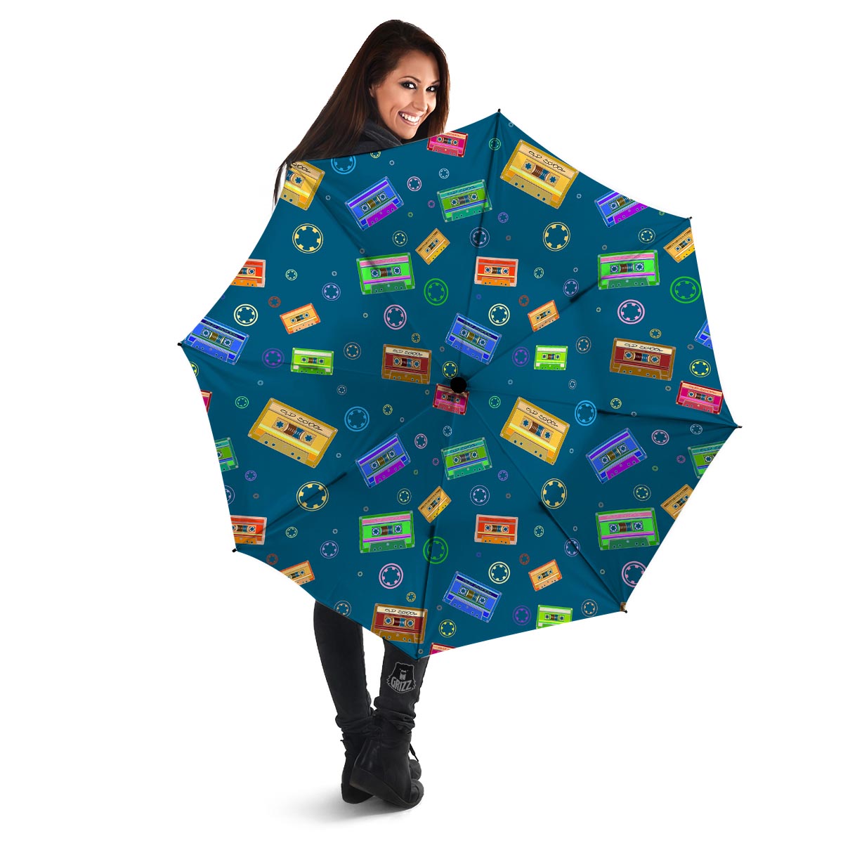 Cassette Tape Retro Print Pattern Umbrella-grizzshop